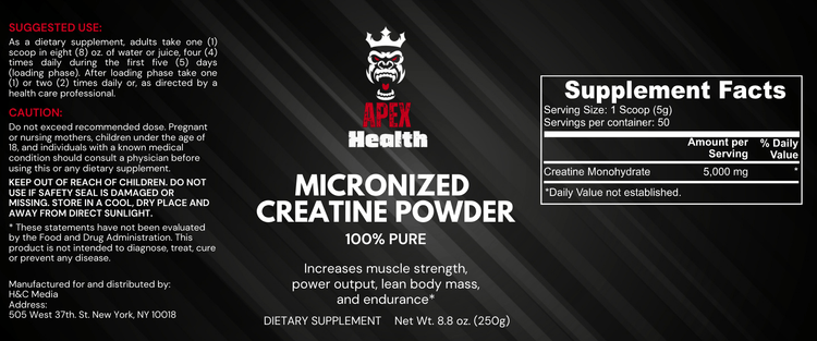 Micronized Creatine Powder - Apex Health